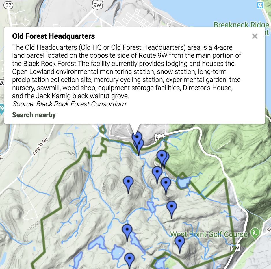 This is a screenshot of the Virtual Forest Initiative interactive map.