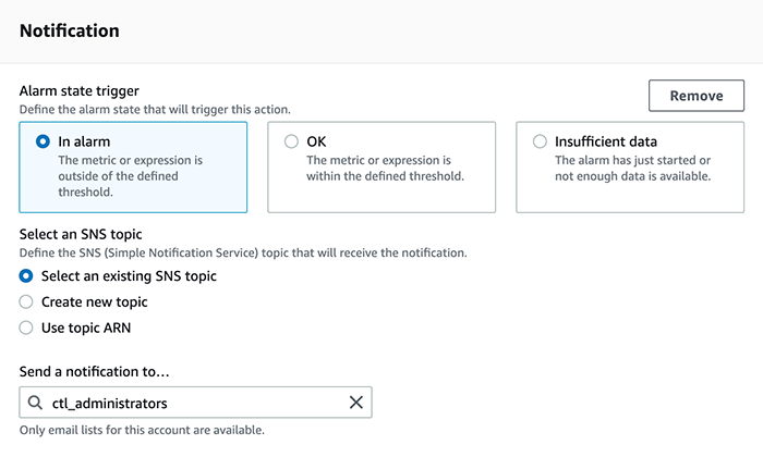 Diagram of the console for notification settings.