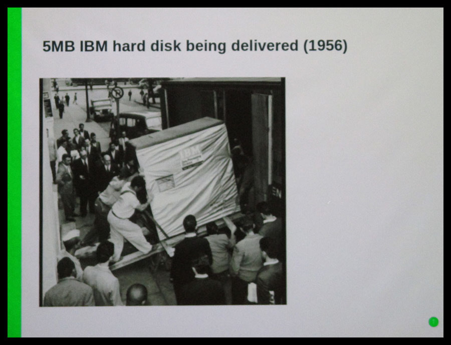 5MB IBM hard disk being delivered (1956)