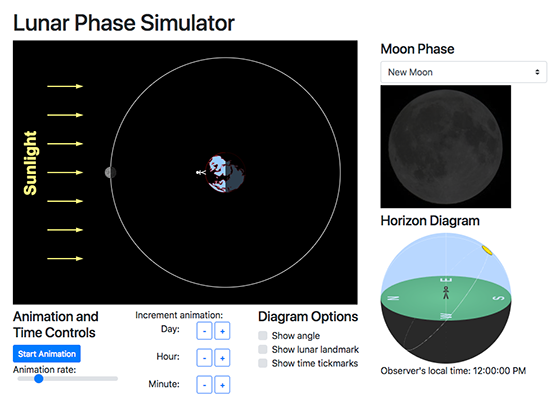 Lunar phase simulator screeshot